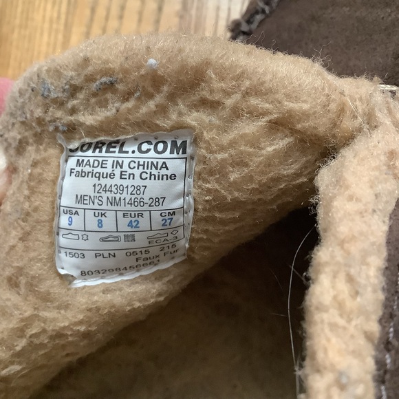 Sorel Manawan Moccasins Suede Slippers Men's Size 9 Brown NM1466-287 Faux Fur - Picture 6 of 6